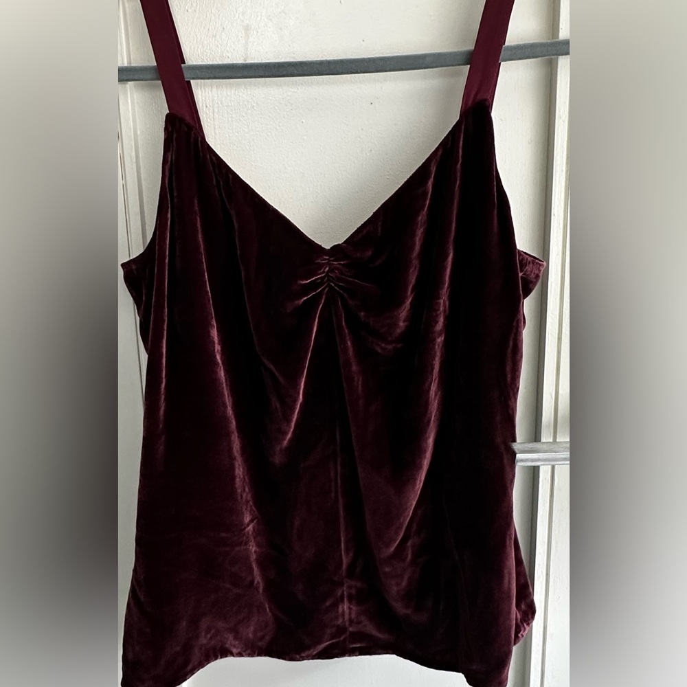 Rebecca Taylor Camisole Sweetheart Romantic Luxe Burgundy Velvet S